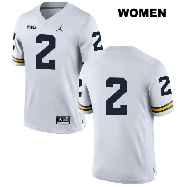 Women's NCAA Michigan Wolverines Carlo Kemp #2 No Name White Jordan Brand Authentic Stitched Football College Jersey BR25Z63IW